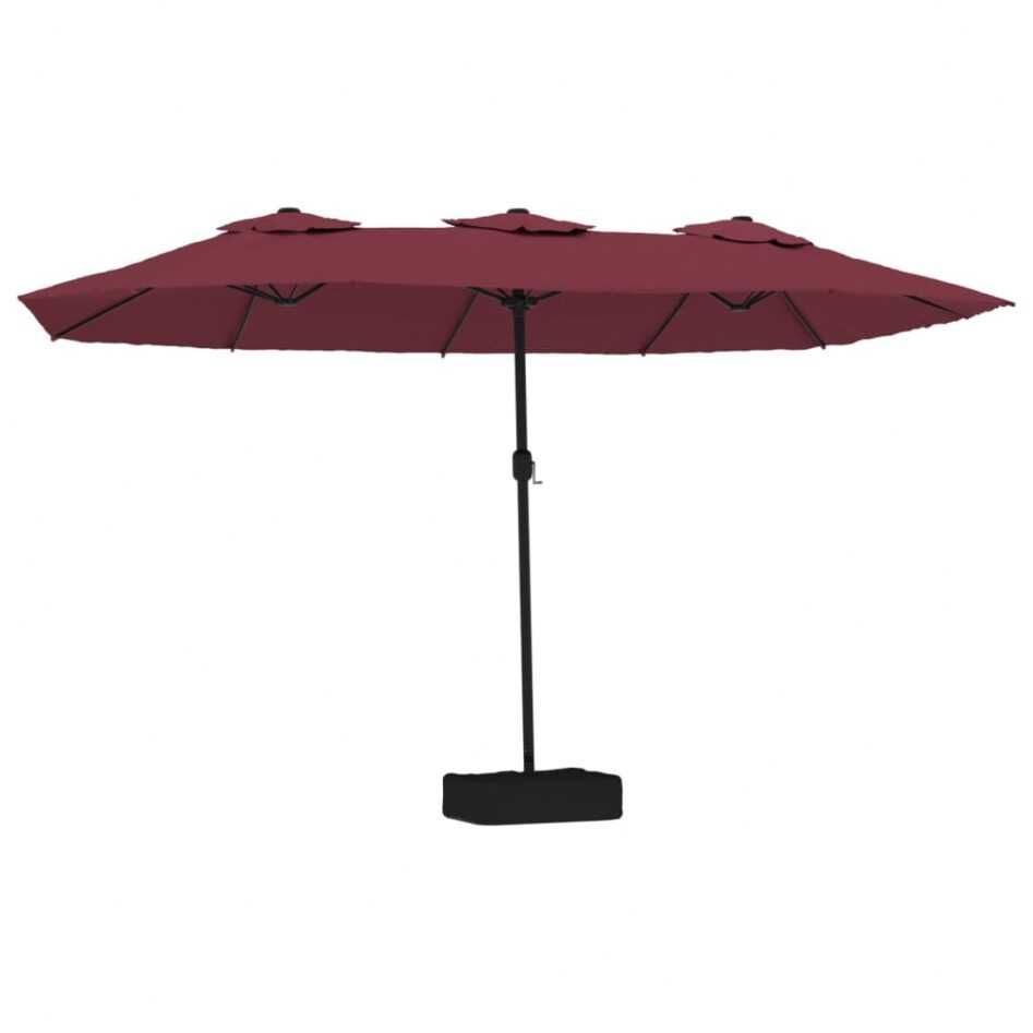 Umbrela de soare gradina/terasa cu lumini LED 450×245 cm Roșu Bordo