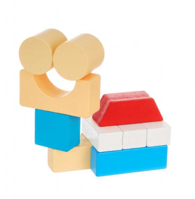 Комплект конструктор с дървени блокчета в кофа, 120 части