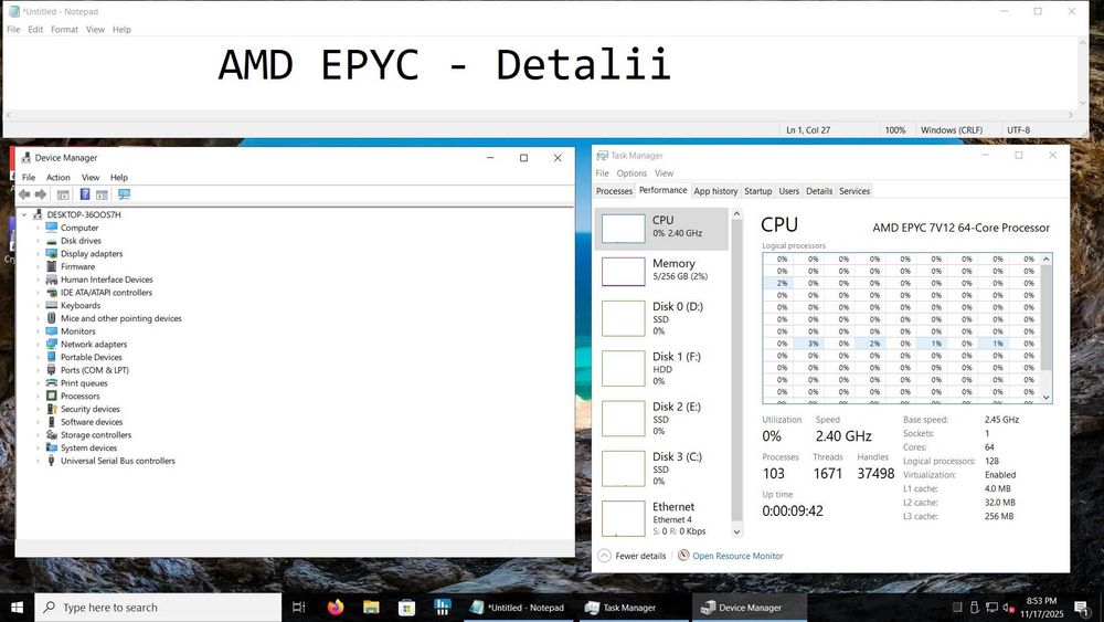 Calculator (server) 64 cores/128 threads , 256 GB DDR4 Ecc Registered.