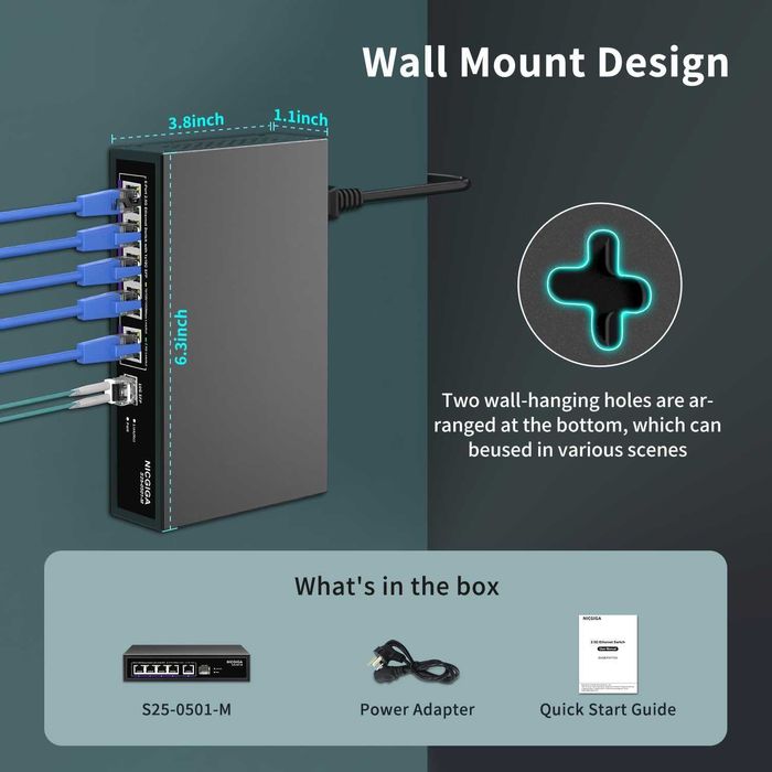 Switch Ethernet 6 port 2.5G,Web Smart,5x2.5Gbps,1x10Gbps SFP Uplink