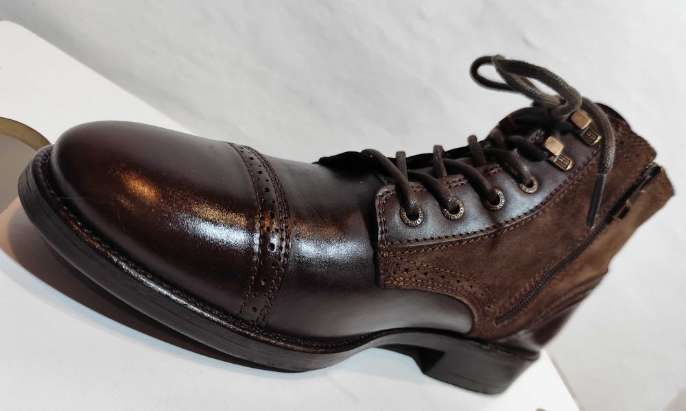 Ghete lace up 42 42.5 cap toe Tommy Hilfiger piele naturala moale maro