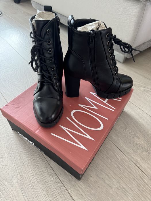 Боти на ток Тенденз - Tendenz / черни, кожени размер 36