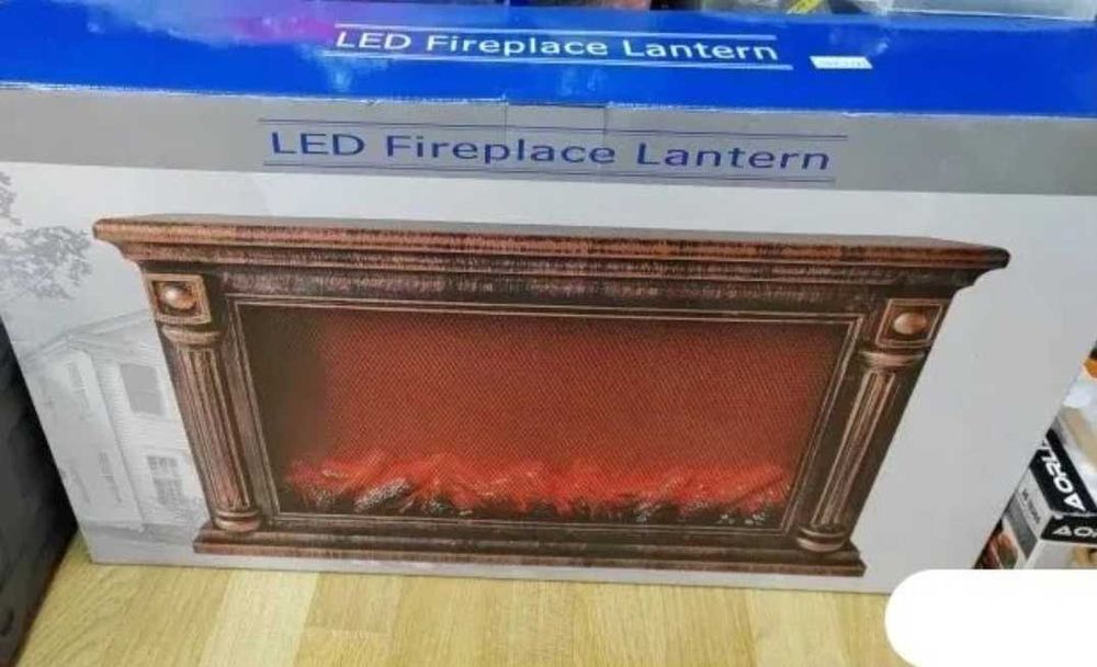 Декоративна LED камина с ефект на истински пламък, 63x23x12см