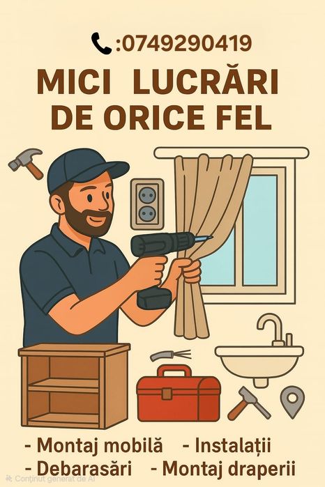 Mici lucrari de orice fel ,reparatii,mutari ,instalari,desfundari  s.a