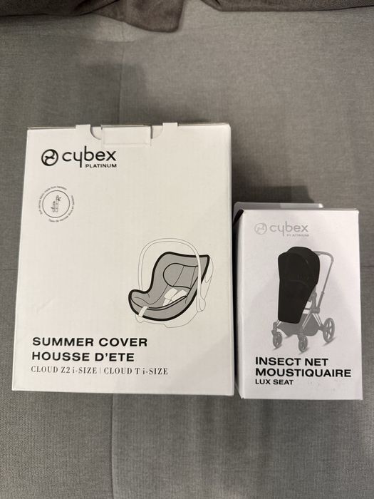 Cybex husa vara + Cybex plasa tantari, noi, cutii originale