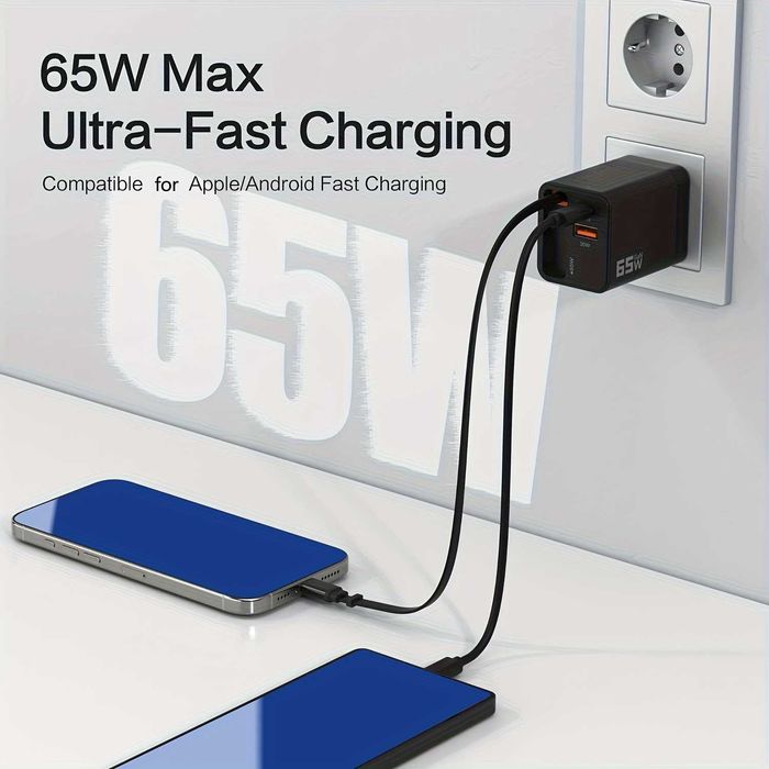 65W GaN PD 3.0 Ултра Бързо Зарядно за Смартфони MacBook Pro и Лаптопи