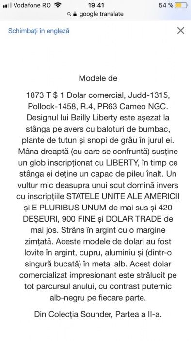 Moneda veche Trade Dolar 1873