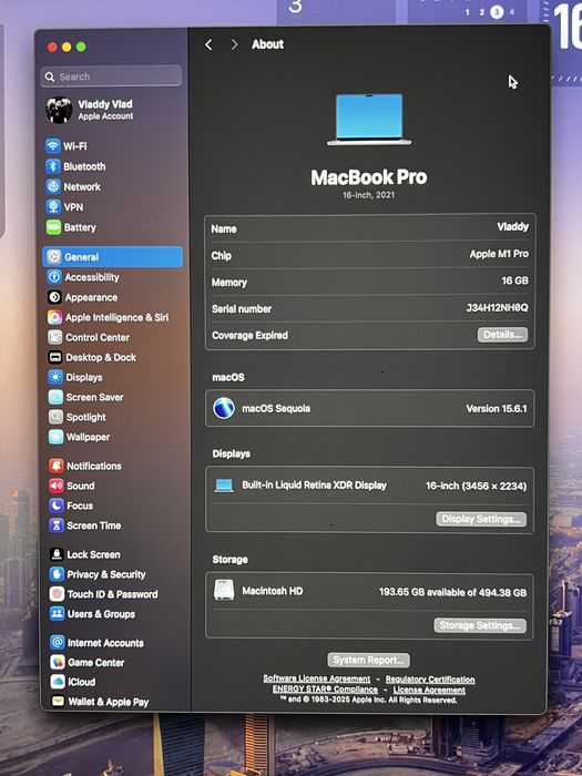 Mackbook M1 pro 16GB 16 INCH