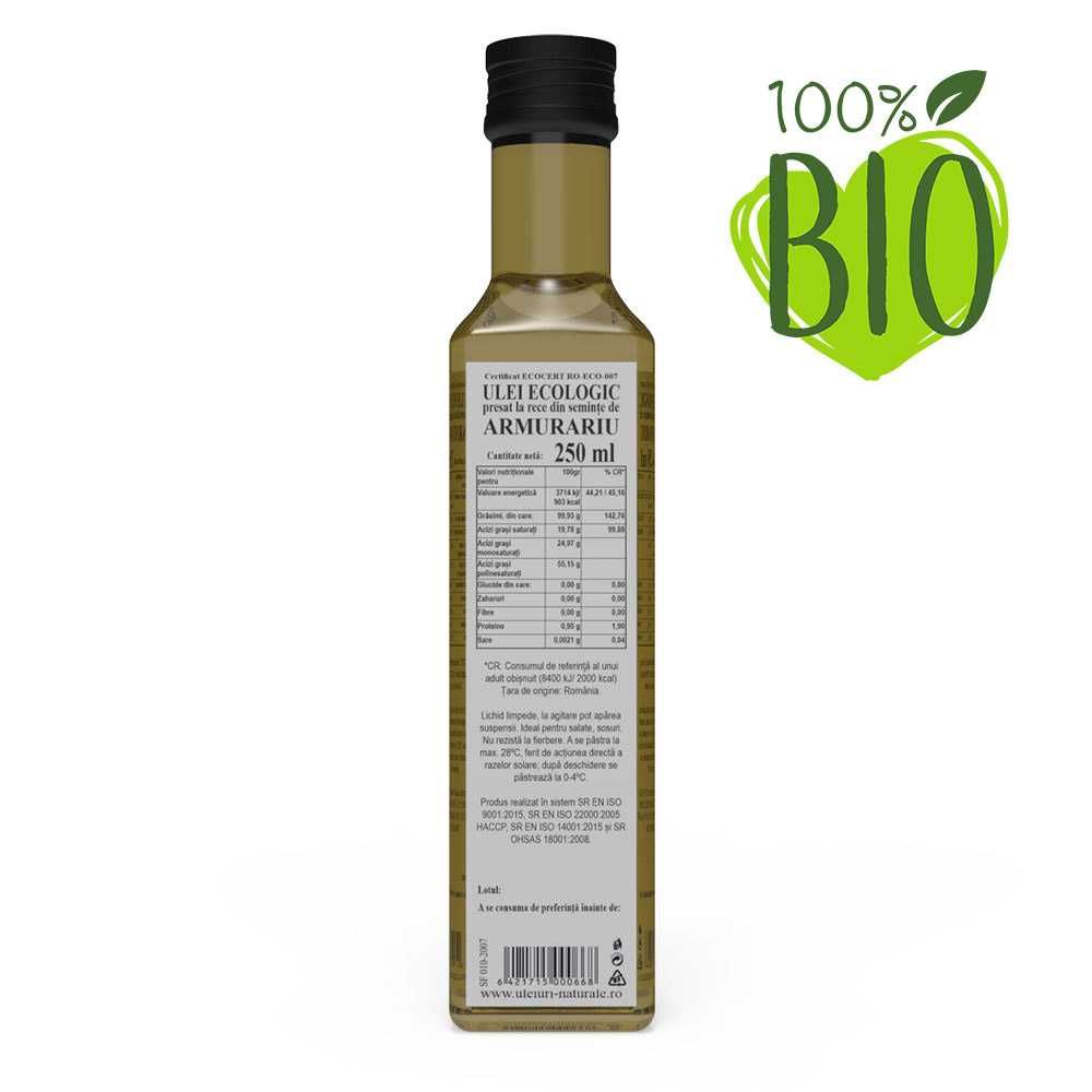 Ulei ecologic, EXTRAVIRGIN, din seminţe de ARMURARIU, 250 ml