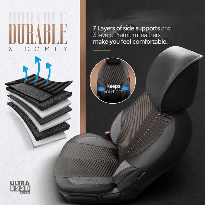 Комплект Луксозна Тапицерия OTOM Advanced – Еко кожа, Черно/Оранжево.