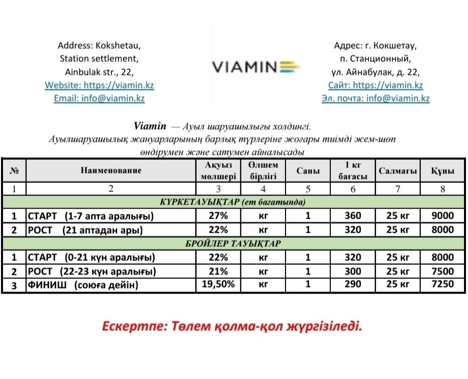 Комбикорм для бройлеров старт, рост и финиш