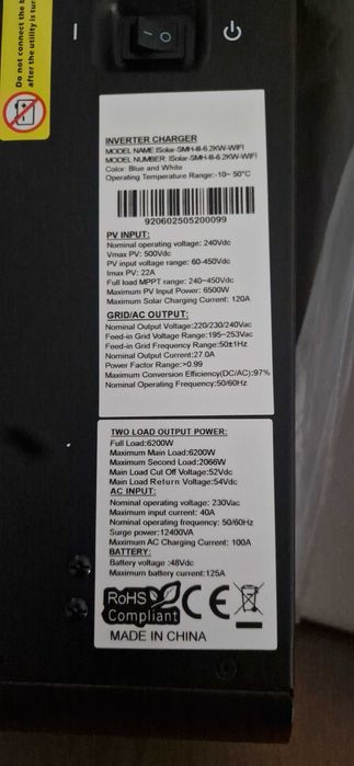 Invertor 6kw Hibrid EASUN 6200W WIFi 120A 48V NOU - Testare la cerere