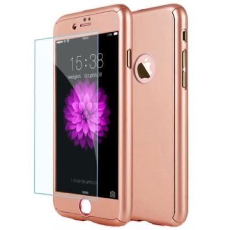 Capac de protectie Full cover 360° pentru Apple Iphone 8, rose gold