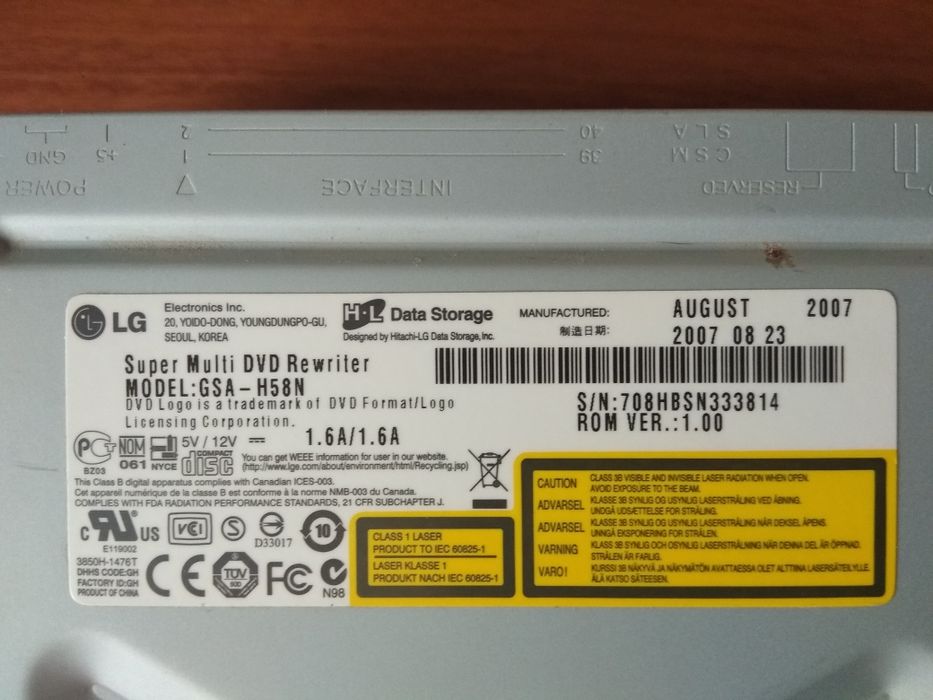 DVD Rewriter LG Model G.S.A.H58N