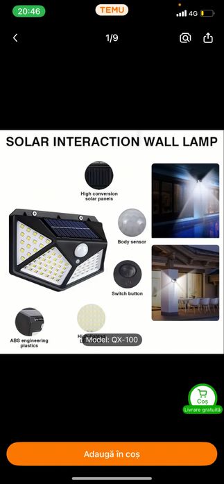 Lampă reincarcabila cu energie solara