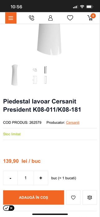 lavoar baie cu piedestal Cersanit