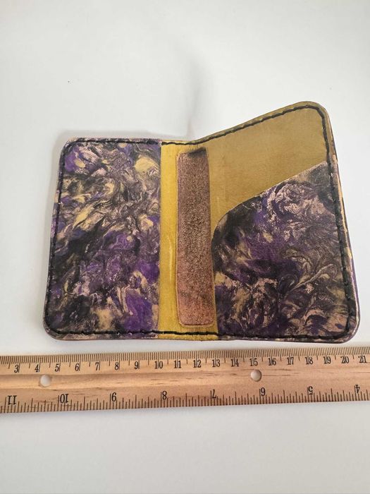 Portofel handmade piele naturală – vopsit manual, unicat