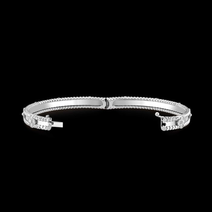 Van Cleef & Arpels VCA Silver Diamond Sweet Perlée Дамска Гривна