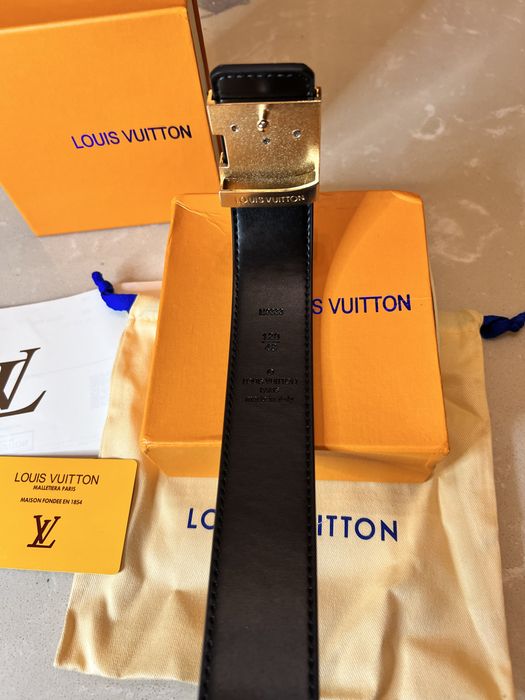Curea Louis Vuitton Black Grid 115cm/Catarama Gold/Full Box