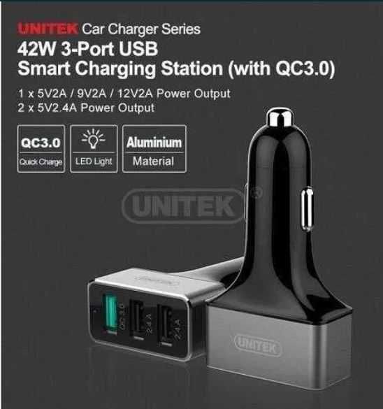 Цельнометаллическое зарядное устройство Unitek 42W с поддержкой QC 3.0