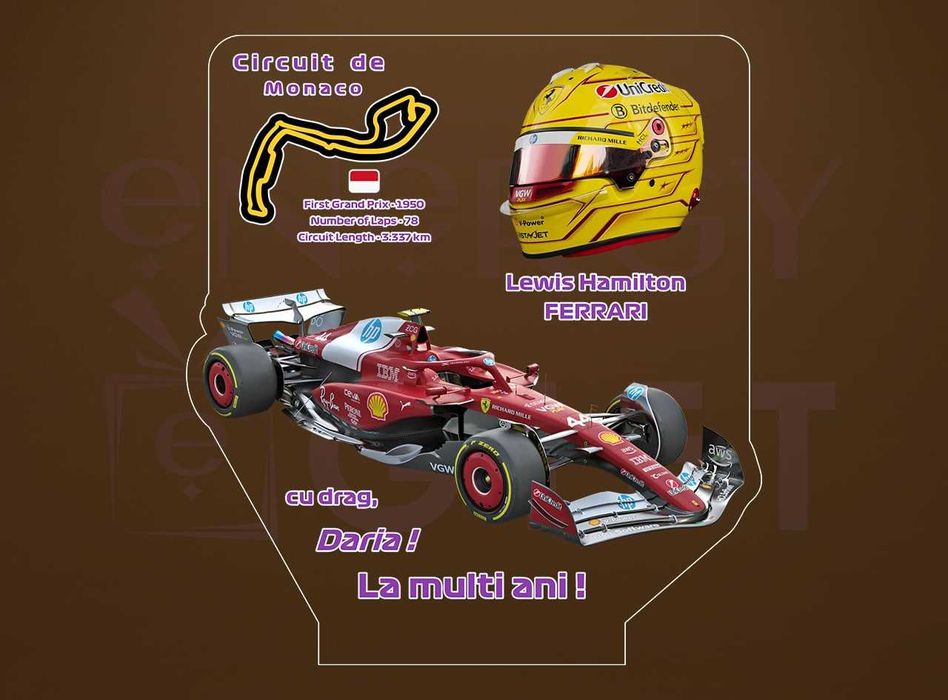 Lampa Led Personalizata – Formula 1 Ferrari – Lewis Hamilton