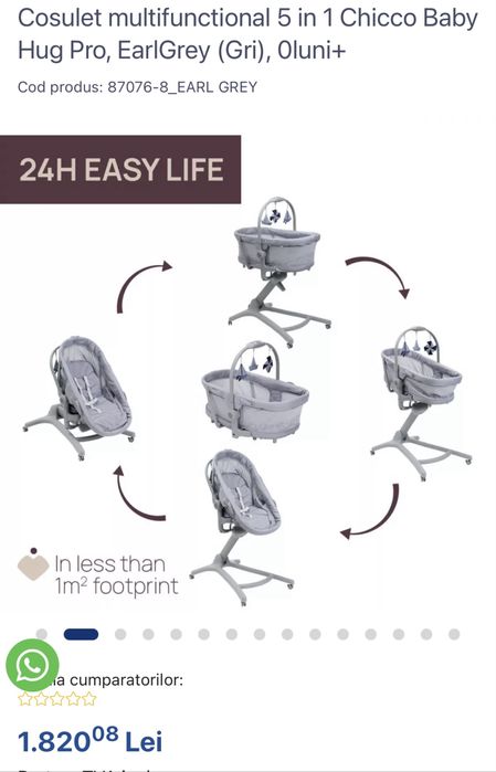 Cosulet multifunctional 5 in 1 Chicco Baby Hug Pro, EarlGrey