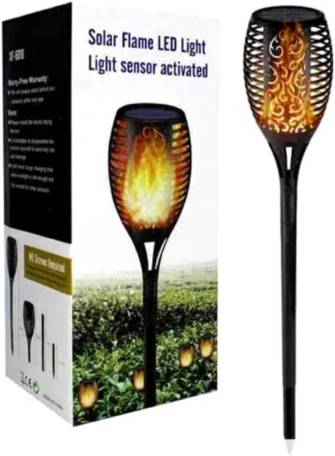 3 броя LED соларни лампи тип факли с пламъчен ефект