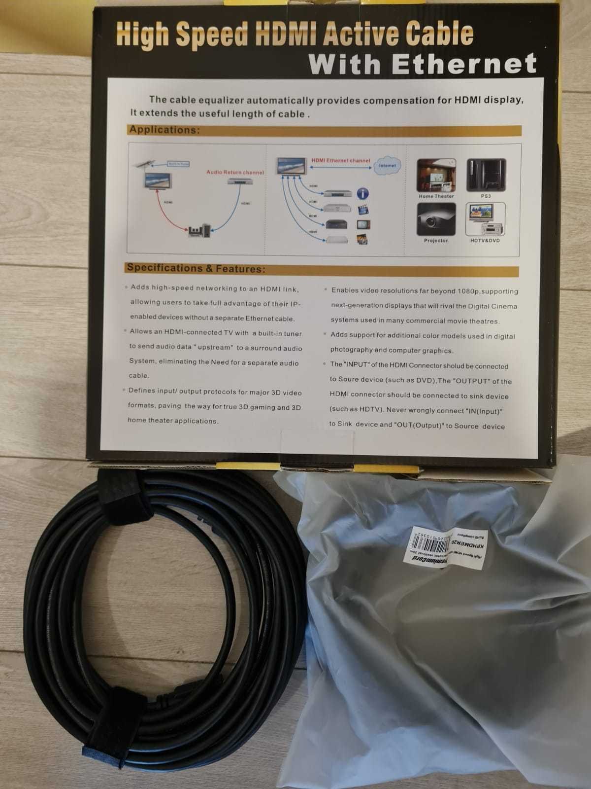 Cablu HDMI 25 m 4K 3D HIGH SPEED - nou sigilat (garantie)