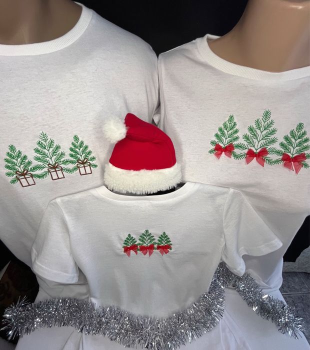 Коледни тениски с елхички и 3D панделки