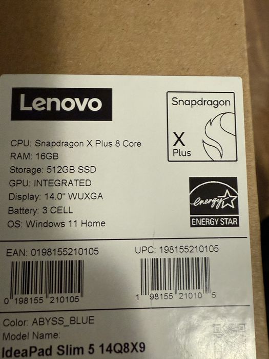 Laptop Lenovo Ideapad snapdragon x plus 16/512gb SIGILAT