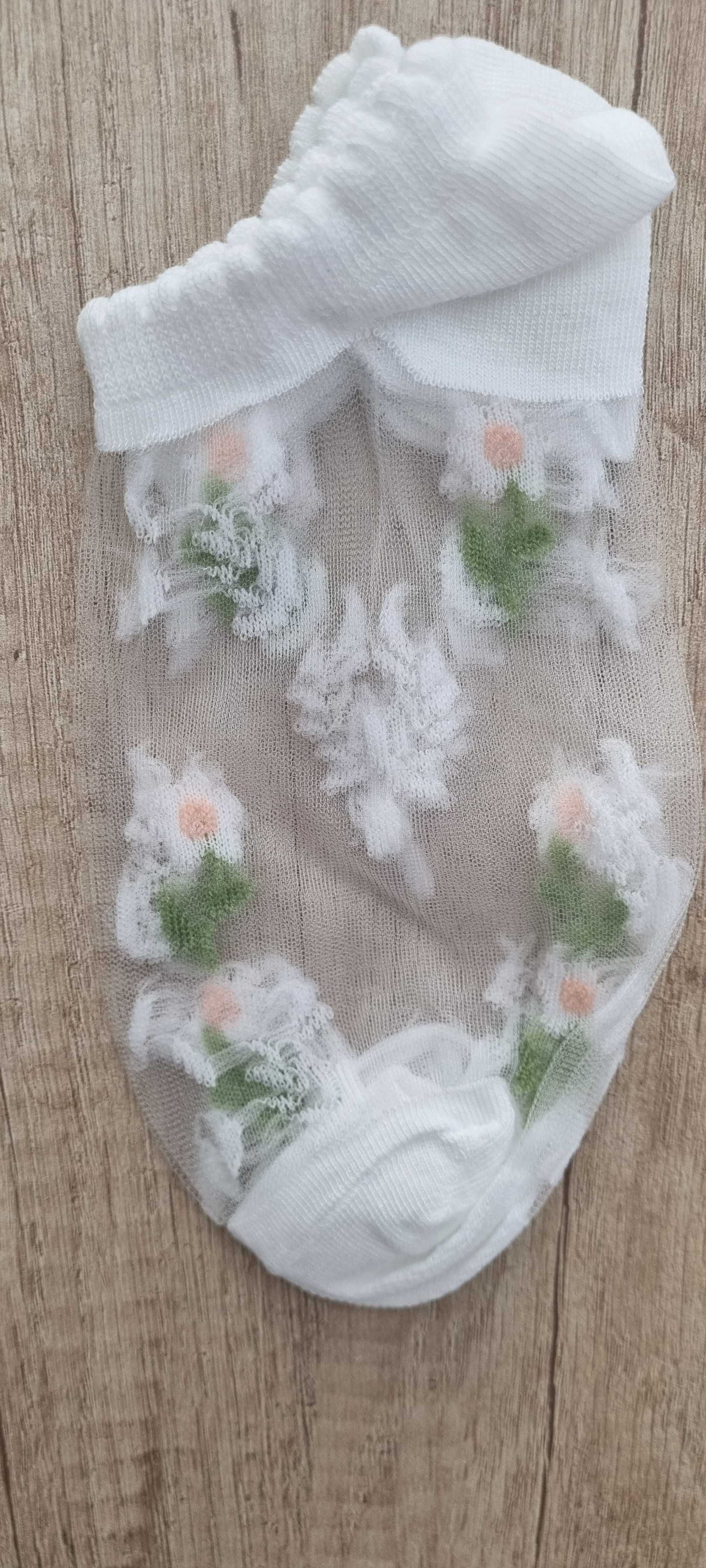 4 бр. нежни прозрачни чорапки с цветя, one size