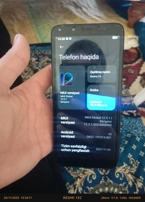 Redmi 7A tiniq ayb yoq hama joyi radnoy