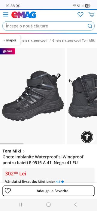 Ghete iarna baieti marime 38 purtate o data