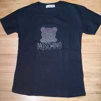 Tricou dama negru Moschino cu cristale masura Large calitate code QR