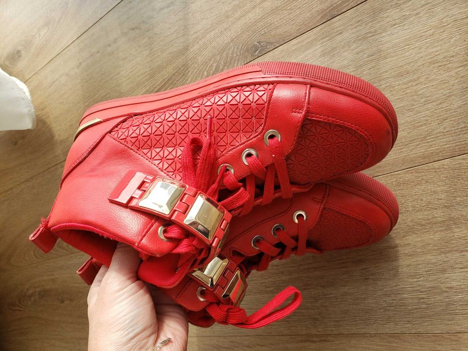 Pantofi Il Passo,sneakers rosii, ghetedin piele cu perforati