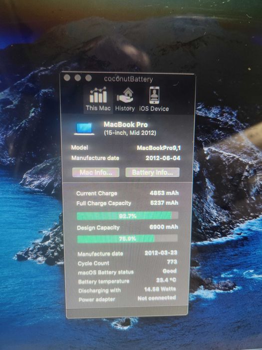 MacBook Pro 2012 A1398 • i7 Quad-Core, 8GB RAM, SSD 256GB