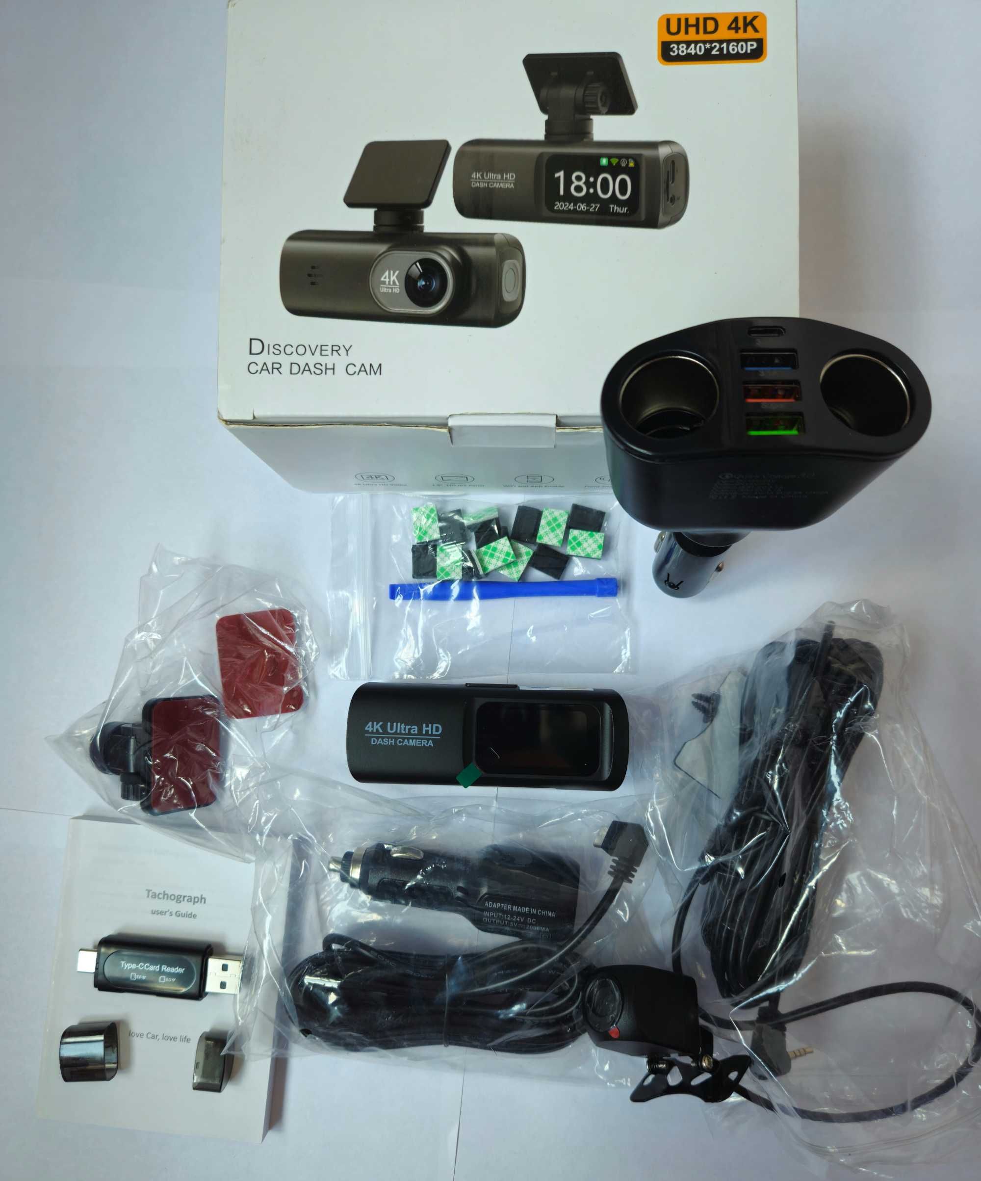 Camera Auto Video  Dubla,4K,Wifi,Card 64Gb,Cititor Card Sd,Incarctar.