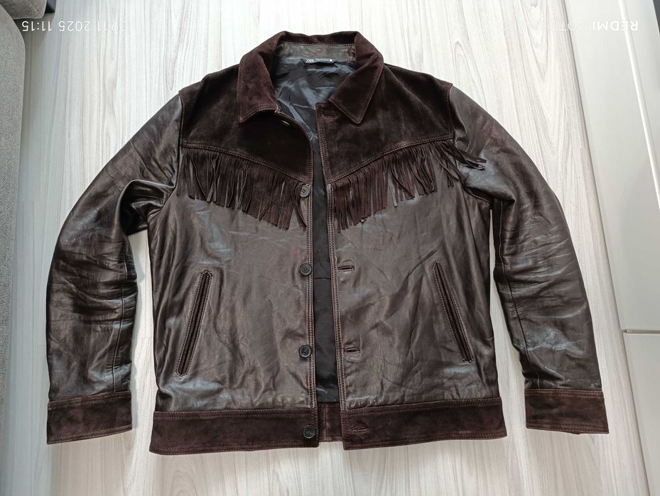 ''ZARA''оригинално мъжко кожено яке Л размер