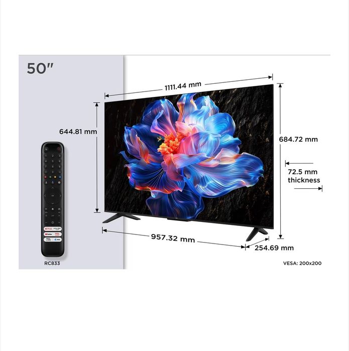 Televizor TCL LED 50P6K, 126 cm, Smart Google TV, 4K Ultra HD