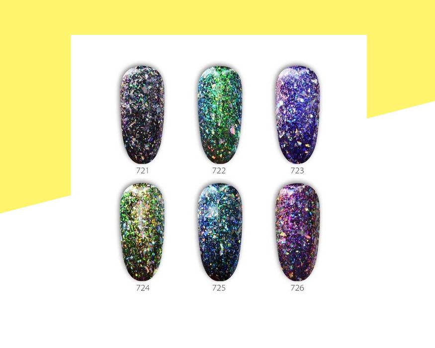 Професионален UV/LED брокатен гел лак с ефект „паунови пера“ CANNI