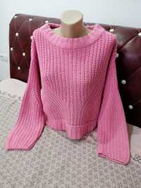Pulover tricotat oversize roz