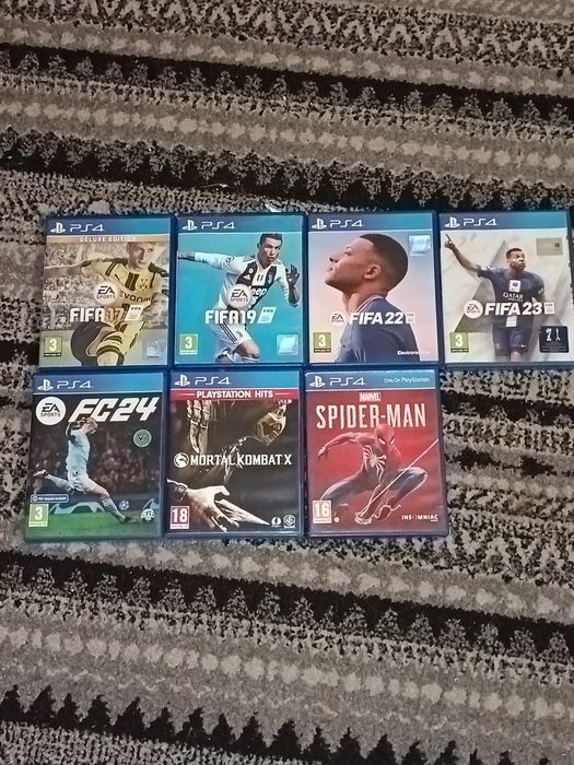 Fifa 17, fifa19,Fifa22, Fifa 23,fifa24, Spider man , Mortal Combat X