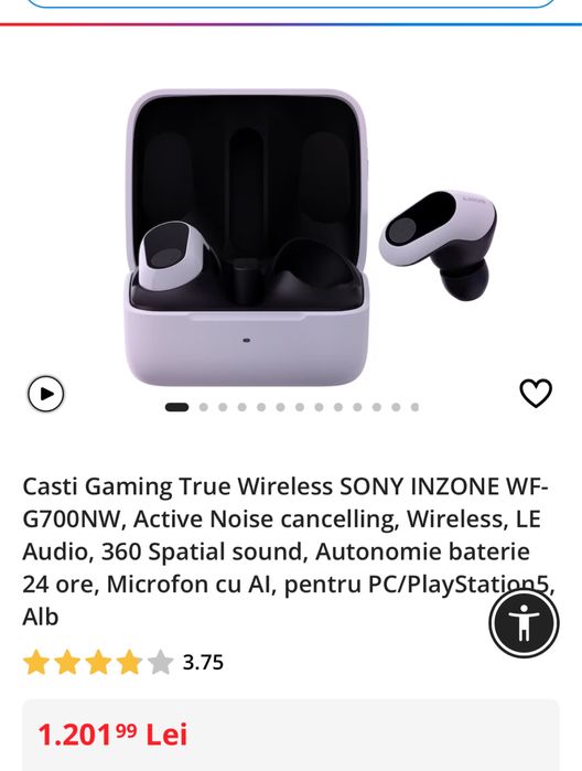 Casti Gaming True Wireless SONY INZONE WF-G700NW, sigilate. TRANSPORT