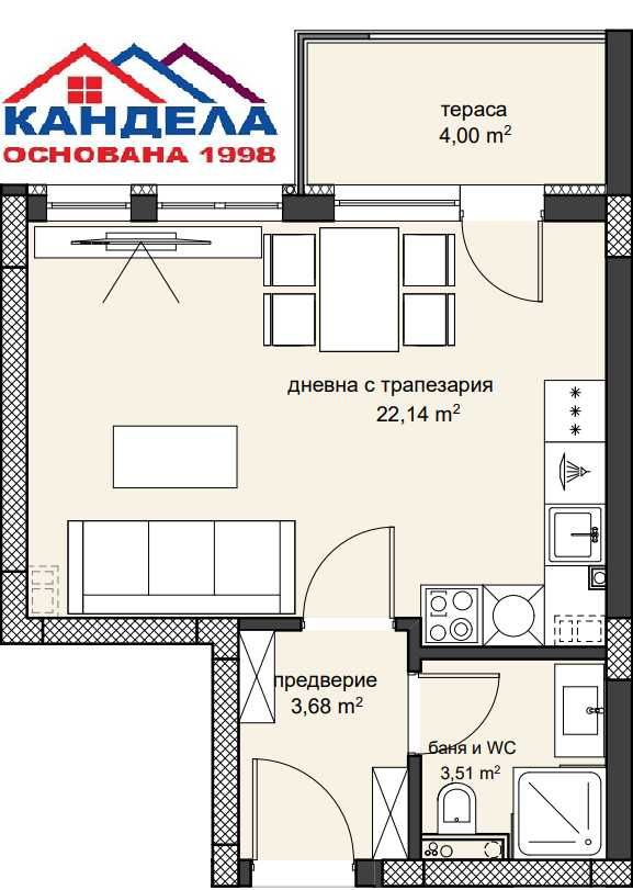 Едностаен апартамент в кв. Христо Смирненски