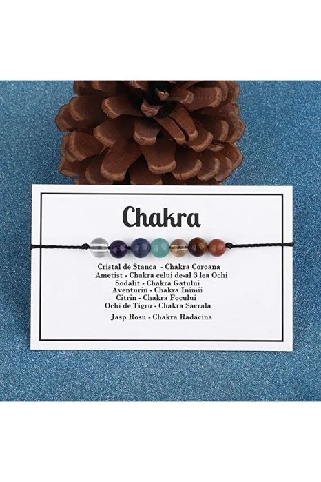 Brățara Cristale 7 Chakre Șnur negru