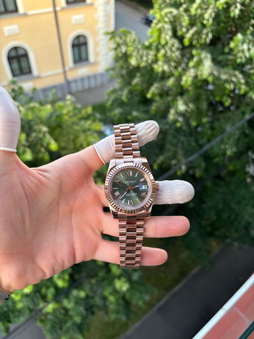 Seiko MOD Auto. Date-Just Roman Green Rose Gold Presidential 36/39mm