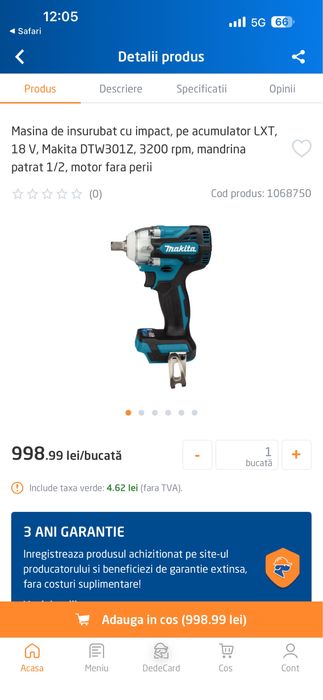 Makita DTW301Z/DTW300 Masina Insurubat Impact Sigilata! Originala!