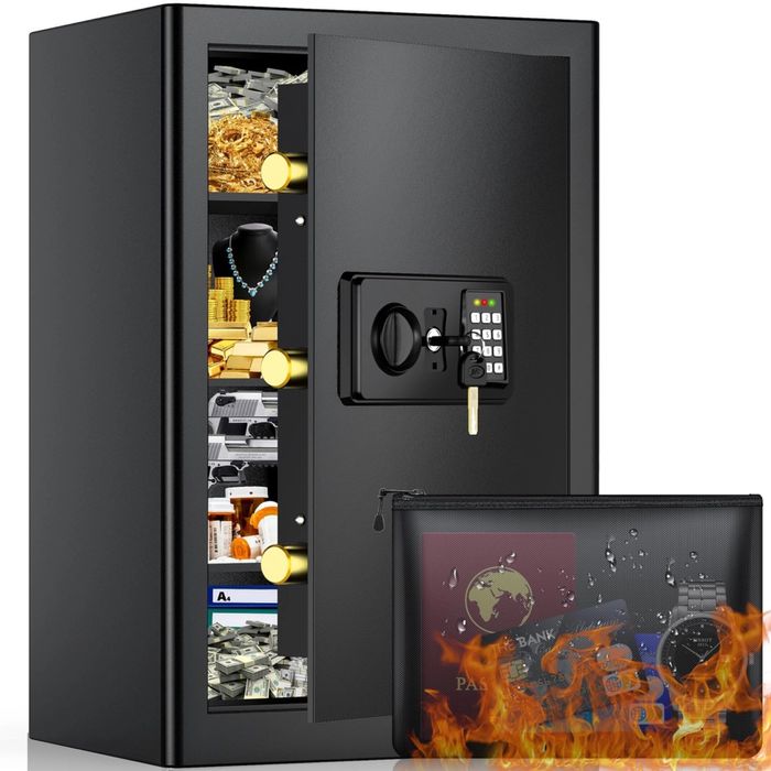 Seif digital ignifug 71 L – cu geantă, raft detașabil, combinație