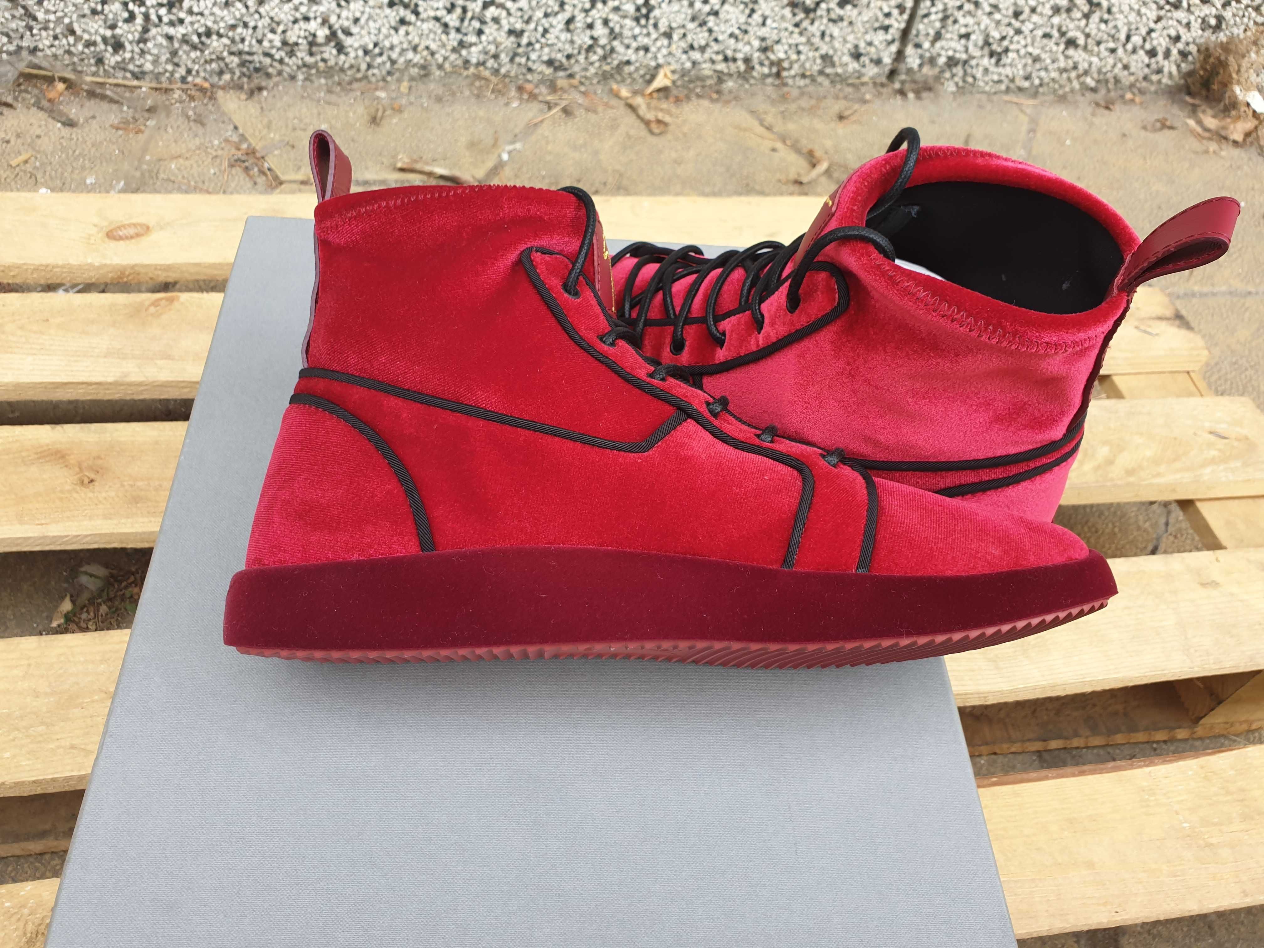 GIUSEPPE ZANOTTI Red Velvet High Top Sneakers Мъжки Велурени Кецове 41