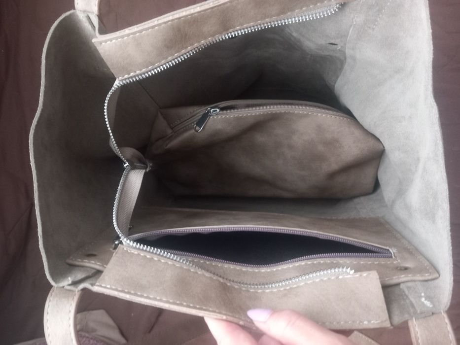 Дамска чанта естествена кожа/велур